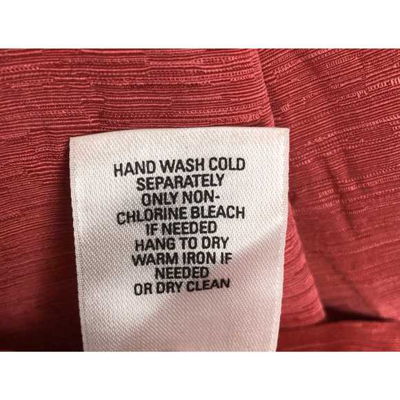 VTG NORDSTROM Linen Silk Top Sz L Coral 3/4 Sleeve Button Up Textured Notch‎ - Picture 5 of 11